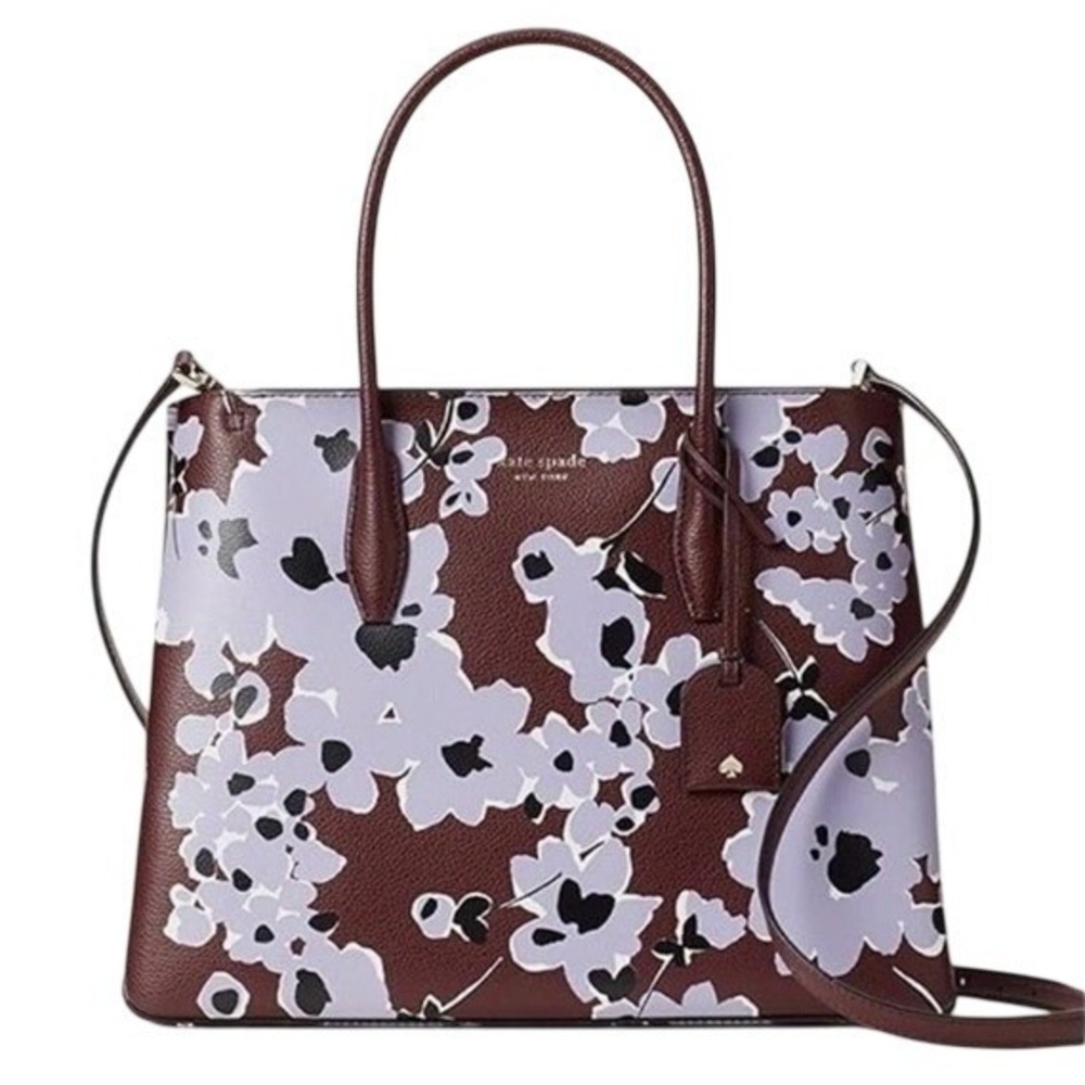 Kate Spade Eva Wildflower Bouquet Medium Top Zip Satchel Purple NEW